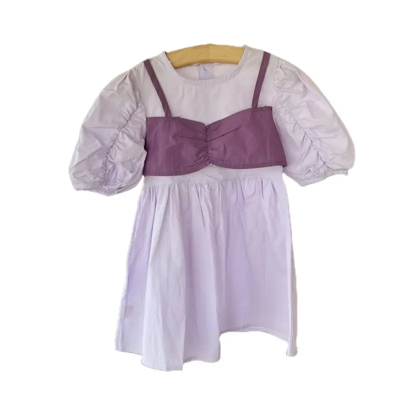 Baby Skirt Summer 2023 New Purple Short Sleeve Dress Children's Skirt Girls' Fashionable Bra Cotton Skirt