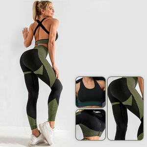 Conjunto Deportivo de Yoga para Mujer <span class=keywords><strong>con</strong></span> Logotipo Personalizado, Top Deportivo, Chaqueta Ajustada <span class=keywords><strong>con</strong></span> Cuello Alto y Pantalones de Yoga de Cintura Alta, Conjunto de 3 Piezas - Product Image 2
