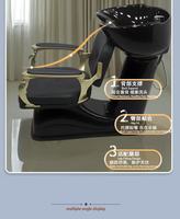 Fauteuil de lavage multifonctionnel moderne et durable en cuir avec bac en céramique pour salon de beauté et barbier (vente en gros)