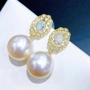 9363DIY S925 Silver Crystal Earrings Set Empty Holder with <b>Concealer</b> Ring Fashionable DIY Pearl Accessories - Product Image 1