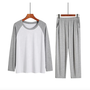 Pijama de Algodón para Hombre, Tallas Grandes, Tejido Transpirable, Logotipo de Marca Personalizado, para Todas las Temporadas, Ropa de Dormir Informal, Traje de Casa para el Tiempo Libre - Product Image 3