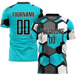 Conjunto de Camisetas de Fútbol Personalizadas, Uniformes Sublimados que Absorben la Humedad para Hombres y Mujeres, 100% Poliéster, Cuello Redondo, Ropa Deportiva para Equipos - Product Image 2