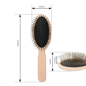 Herramienta de aseo para mascotas, cepillo de acero inoxidable para cortar el pelo de perros, de madera - Product Image 6