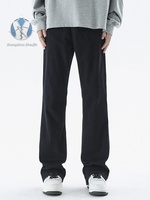 Jeans gris délavés pour hommes et femmes, décontractés, tendance, coupe ajustée, légèrement évasés.