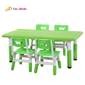 Table et chaise pour enfants, rectangle, en plastique, set de bureau, pour enfants de la maternelle, vente en gros,