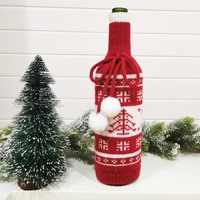 Housse de bouteille de vin tricotée, pull, ornements de noël, décoration de la maison, en stock,