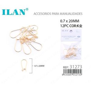 Ganci per Orecchini Ilan 0.7x20mm in Oro K, 12 Pezzi, Accessori per Creazioni Artigianali - Product Image 3
