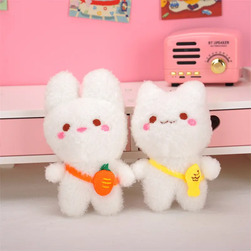 Cute Plush Keychain Toy Little White Rabbit Pendant Doll Christmas Rabbit and Cat Animals Plush Stuffed Toy