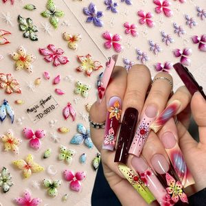 Nouveauté Personnalisée 5D Relief Fleur de Glace Imperméable 3D Fleur Papillon Design Pop Breloques pour Ongles DIY Autocollants d'Art Ongulaire Décalcomanies pour Ongles - Product Image 1