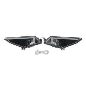 YongJin lampu depan LED hitam dengan cahaya aksen Putih lampu sein kuning untuk Polaris RANGER 570 SP