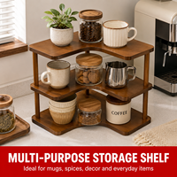 Étagère d'angle en MDF à 3 niveaux en forme de L, organisateur de bureau, support de rangement pour bureau, grain de bois noyer, pour livres, salle de bain, salon