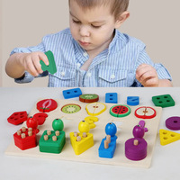 Apprentissage précoce 4 en 1 forme tableau assorti enfants Puzzles éducatifs jeu Montessori colonne géométrie forme cognitive jouets en bois