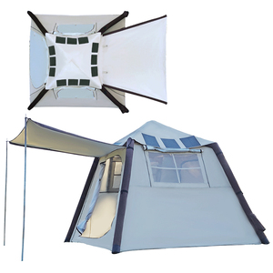 Tente solaire gonflable en TPU avec pompe à air électrique, résistante au vent et à la pluie, prête pour toutes les saisons, tente de camping à gonflage automatique avec deux portes - Product Image 1