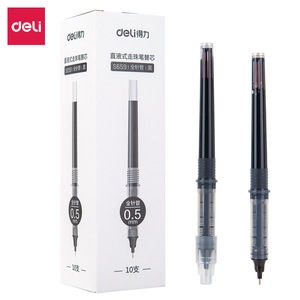 Recharges de stylo à bille liquide Deli Direct 0,5 mm, pointe aiguille, noir, 10 pièces, pour bureau et école - Product Image 1