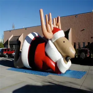 Cartone animato gonfiabile della renna di Santa del fumetto gigante di natale per le decorazioni di natale della decorazione gonfiabile