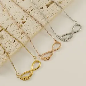 Nouveau style En Acier Inoxydable MAMA Colliers Infinity Symbole 8 Lettre Amour Maman Pendentif Collier Femmes Filles