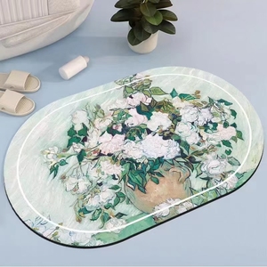 Sang Trọng Dầu In Phòng Tắm Mat Siêu Thấm Nhanh Chóng Làm Khô Không Trượt Dưới Dễ Dàng Làm Sạch Mềm Nhà Vệ Sinh Thảm Hiện Đại Nhà Tắm Trang Trí Nội Thất - Product Image 6