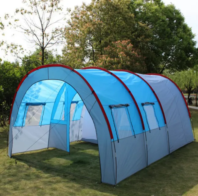 Nieuwe Hoge Kwaliteit Twee Slaapkamers Aangepaste Luxe Familie Tent Outdoor 6-8 Mensen Tunnel Camping Tent