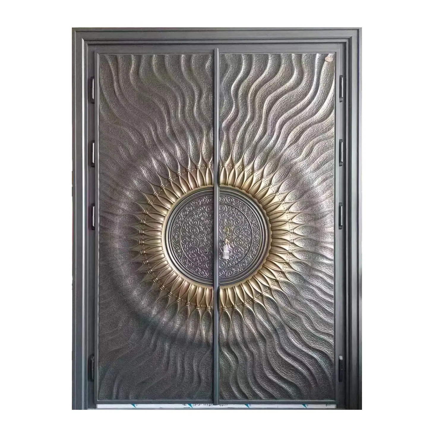 Büyük alüminyum menteşeli ön kapı döküm alüminyum güvenlik ön giriş kapıları evler için yüksek kaliteli dış çelik kapılar