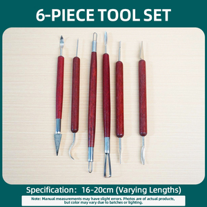 Nouvel ensemble d'outils de poterie DIY Jietai 22 pièces en acier inoxydable avec manche en <span class=keywords><strong>bois</strong></span> de séquoia, comprenant racloir, pointe de perçage, stylo et pelle - Product Image 5