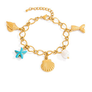 Fashion Charm <b>Bracelet</b> Zinc Alloy Seashell Pendant 18K Gold Plated Unisex Ocean Theme Jewelry - Product Image 5