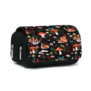 ジャングルマッシュルームパターン二層フリップペンケース男の子/女の子のための最高のギフト3D漫画学校用品ペンチポーチレザー - Product Image 6