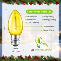 Bombilla de luz LED de Navidad multicolor impermeable E12 Base de candelabro C7 interior/exterior IP65 reemplazo perfecto para exterior interior