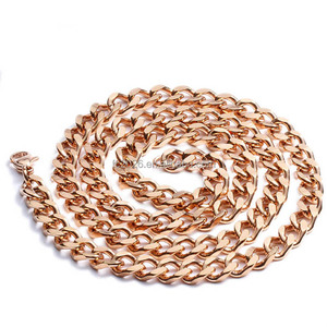 Cadena de eslabones cubanos de acero inoxidable cepillado de cuatro caras, de varios tamaños, para collar, pulsera y bolso - Product Image 3