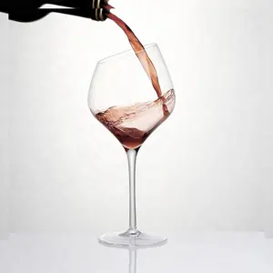 Copa de vino de cristal oblicuo, copa de vino tinto inclinada, para bar, venta al por mayor