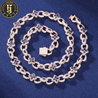 Bijoux Hip Hop Vente en gros de luxe 10mm laiton Zircon collier hommes 5A coloré CZ trèfle glacé lien chaîne