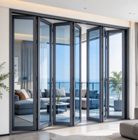 Porte pliante intérieure en aluminium, fabrication usine, couleur personnalisée, porte de séparation pliante en verre pour intérieur