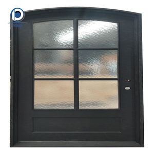 Porte d'entrée moderne simple ou double en fer forgé, design minimaliste en acier et verre sur mesure - Fabricant <span class=keywords><strong>de</strong></span> portes d'entrée contemporaines - Product Image 5