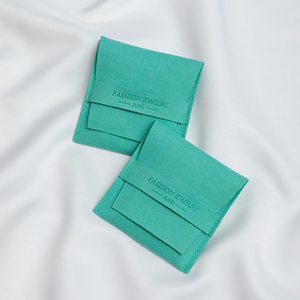 Pochette personnalisée pour bijoux turquoise, sacs à bijoux en microfibre avec rabat et boîte à bijoux avec insert de présentation - Product Image 5