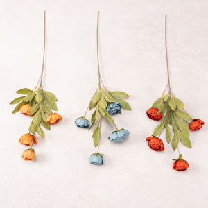 Soft-tone 4-head Single <b>Branch</b> Peony Silk Flowers Home <b>Decor</b> Wedding Banquet Floral Arrangements Window Displays - Product Image 2