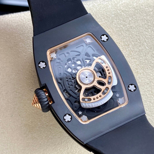 Reloj de cuarzo de alta gama para mujer, esfera con diamantes, caja de cerámica negra, corona de oro rosa - Product Image 5