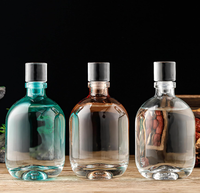 Bouteille vide ronde de 500 ml pour alcool, rhum, spiritueux, vin, whisky, vodka, en verre, avec bouchon en verre