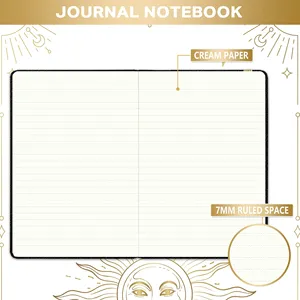 Cuaderno Celestial A5 Premium Personalizado con Lámina Dorada, Astrología, Cuero PU, Hojas Sueltas Rayadas, Diario, Regalo - Product Image 4