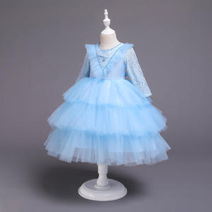 Robe de princesse en dentelle et perles pour enfants, robe de bal formelle, jupe superposée, robe de fête en dentelle pour filles, robe tutu pour enfants - Product Image 2
