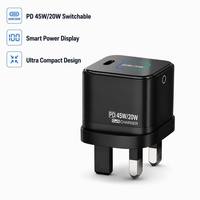 Chargeur Super Rapide PD 45W GaN QC, Prise UK, Chargeur Type C, Adaptateur Mural, Vente en Gros d'Usine, Charge Rapide