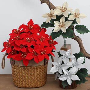 Vente en Gros Simulation 5 Fourchettes Fausses Fleurs de Noël Chèvrefeuille Artificiel Décoration d'Intérieur de Vacances Fleurs de Simulation - Product Image 4