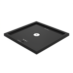 Base de Ducha Cuadrada Negra de ABS de 35.4 x 35.4 Pulgadas con Drenaje Central, Diseño Minimalista para Baño, Fácil Instalación - Product Image 1