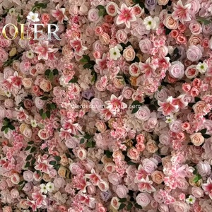 Panneau de toile de fond en soie rose et blanche 3D 5D, fait main, léger, personnalisé, 8 pieds x 8 pieds, pour mariage et fête, mur de fleurs artificielles - Product Image 3