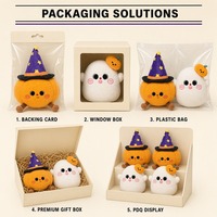 Ensemble de peluches d'Halloween mignonnes avec citrouille et fantôme en orange et blanc, animaux en peluche pour la décoration moderne du canapé et cadeau de fête