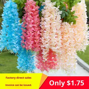 Ghirlanda di Glicine Artificiale, Fiori Realistici in Seta, Decorazione per Soffitto del Soggiorno, Pianta Verde per Matrimoni, Vendita all'Ingrosso - Product Image 3