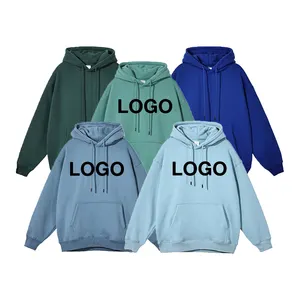 OEM Custom Branded Embroidered DTG Silk Screen 350GGSM Cotton Heavyweight Plain Blank Oversized Men Pullover Hoodies