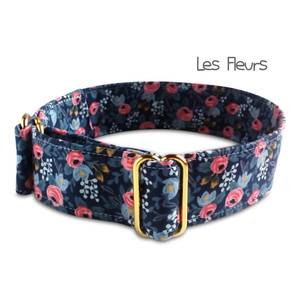 Niña perro rosas, martingala floral o collar de hebilla; collar de galgo femenino whippet/fleurs-azul - Product Image 6