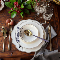 Service de vaisselle en porcelaine fine (New Bone China) de 24 pièces pour 6 personnes