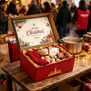 Coffret Cadeau de Noël en Chocolat Hall Gold, Pack de Fêtes pour Ours en Peluche avec Écharpe Rouge et Pot de Cacao, Vente en Gros - Product Image 1