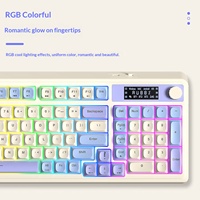Teclado de Membrana Aula S99PRO Nuevo Retro Gris, USB Tipo-C, Retroiluminación RGB, Cableado + Inalámbrico 2.4G, Ergonómico, Teclas PBT, Diseño Pluma para Escritorio