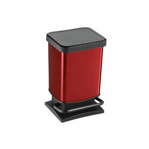 Rotho Paso <b>Step</b> Trash Can 10 Liter Red With Black Lid And Pedal <b>For</b> <b>Kitchen</b> Or Bathroom Use - Product Image 2